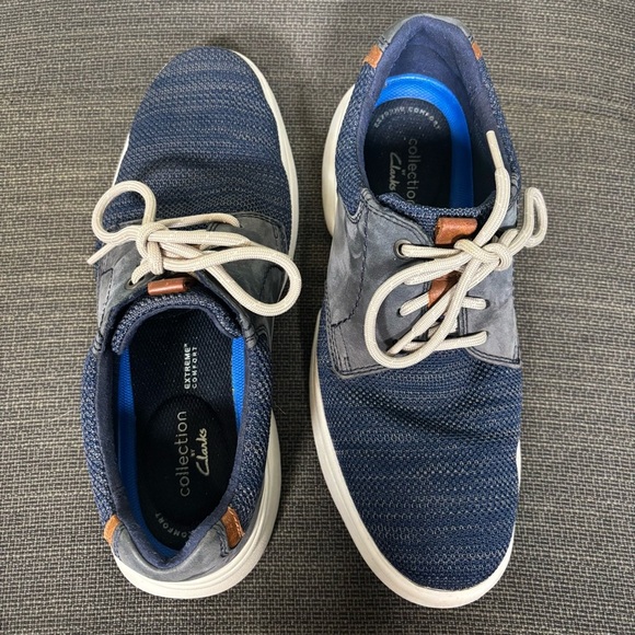 Clarks Bradley Lane Knit Oxford Dress Shoe-Navy Blue-Men Size 9 - Picture 6 of 11